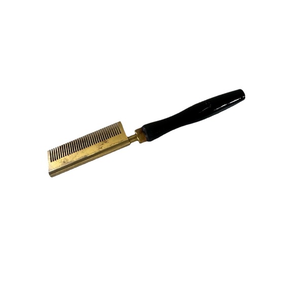 Annie Accessories - Vintage Annie Brass Hot Oil Hair Straightener Comb w/ Wood Handle